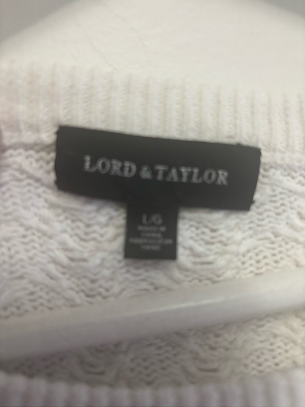 Lord & Taylor White Cotton Knit Crewneck Sweater - Picture 3 of 4